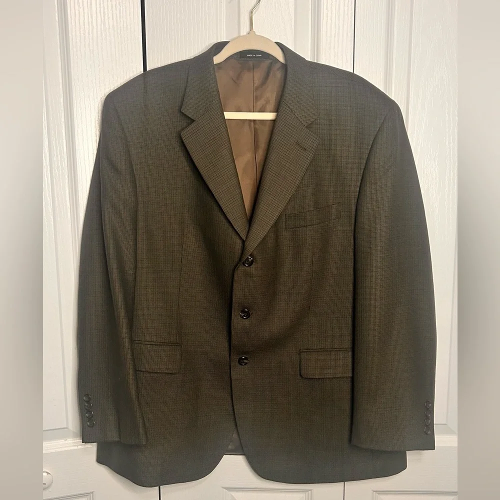 Ralph Lauren Houndstooth Blazer 44S Brown Checkered Black Label Wool 3-Button‎